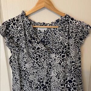 Carolina Belle Navy and Cream Animal Print Top